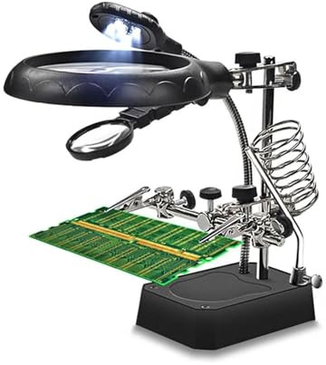 Lab Microscope Accessories 3 in 1 Welding Magnifying Glass LED Auxiliary Clip Magnifying Glass Manual Welding Soldering Iron Fixed Stand Fixed Repair Tool