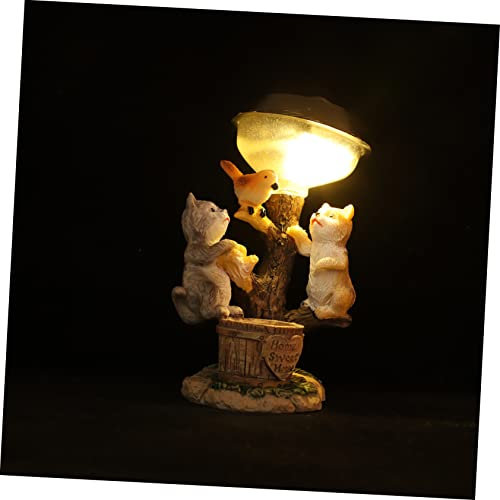 NUOBESTY Solar Katzenfiguren Gartenlampe Solarleuchte Tier Dekoration Resin Statue Ornament Solar Power Licht Leuchtendes Gartenornament