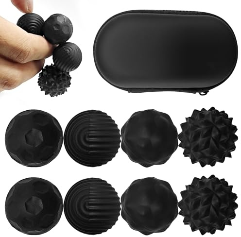 8 Pierres Sensorielles Anti-Stress en Silicone, Magnétiques Texturées Boule Anti Stress, Pierre Sensorielle Texturée, Jouet Fidget Silencieux pour Enfants et Adultes (Noir)