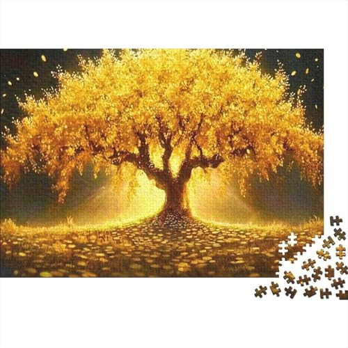Árbol Dorado Puzzle para Adultos Puzzle de 1000 Piezas Papel Escena de Luz Nocturna Puzzle para Toda la Familia Decoración Hogar Relajante Regalo 52x38cm/1000pcs