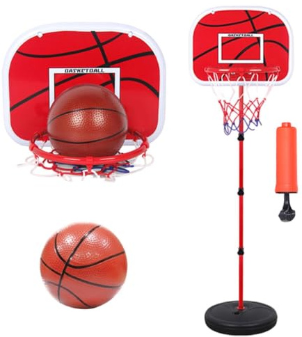Generisk barnbasketkorg justerbar höjd med 3 bollar och pump | Mini inomhus basketkorg för och flickor, inomhus, utomhus, födelsedag, hem, vardagsrum, terrass, trädgård och