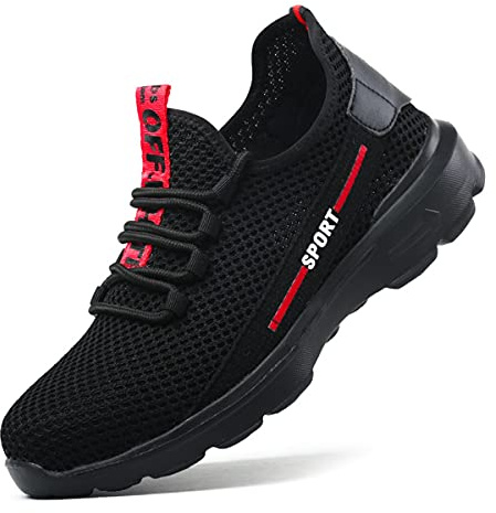 YUTCRE Safety Shoes Men Women Composite Toe Cap Trainers Ultra Lightweight Industrial Construction Work Sneakers (Color : Black, Size : 8 UK)