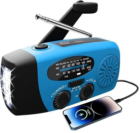 Solar Radio Hancaner Tragbar Kurbelradio Dynamo Radio mit AM/FM/NOAA, Eingebaute 1200mAh Wiederaufladbare Batterie,mit 3 LED Taschenlampe, LED Leselampe für Notfall Ourdoor
