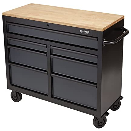 BUNKER 08216 Workbench Roller Tool Cabinet, 7 Drawer, 41, Grey