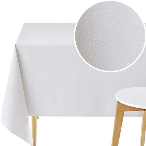 KP HOME Waterproof PVC Table Cloth - Rectangle Oilcloth 78 X 55 in | 200 X 140 cm - Minimalistic Dash Lines Plastic Tablecloth Wipe Clean - Wipeable Garden Table Cover in Classic Grey