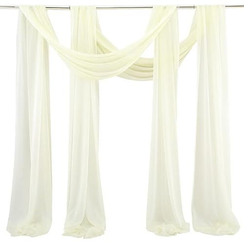 PTNKUIIY Bröllopsbåge gardin, 2 stycken draperat tyg tylltyg tyll foto bakgrund bröllop gardin dekoration tvärhänge best båge gardin bröllopsdekoration brudfest, högtidsfest – 75 x 300 cm, beige