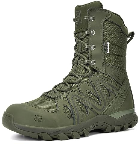 XPETI Mens Tactical Boots 8 Waterproof Combat Boots for Men Lightweight Military Boot Green Size 10