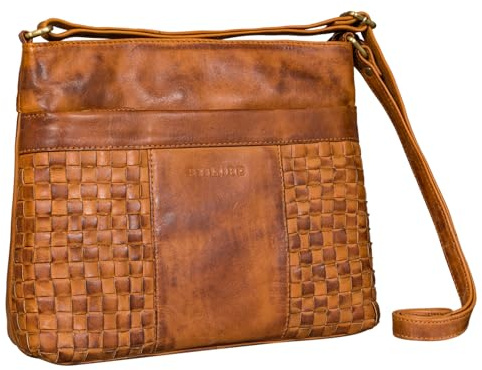 STILORD IDA Tejido Señoras Bolso Cuero Vintage Bandolera para Mujeres Tejido Bandolera para Ocio Going out Ciudad Fiesta Cuero Genuino Color:larino - marrón