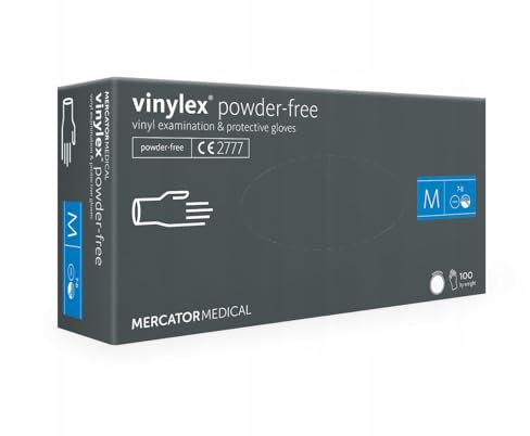Vinylhandschuhe Vinylex - Transparent - M - 100 Stück (50 paar) Puderfreie und Latexfrei Einweghandschuhe I aus Vinyl I Schutzhandschuhe I Strapazierfähige I Arbeitshandschuhe I Disposible Gloves