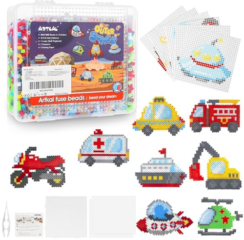 Kasanni 5000 StüCk BüGelperlen Set BüGelperlen Glitzer 5 Mm Steckperlen 12 Muster Und Farben Mit BüGelperlen Platten, BüGelpapier, ZubehöR, Ist das Beste Geschenk für Jungen und Mädchen