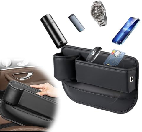 ZEPIQOR Organizador Coche Asiento, accesorios coche, Bolsa de Almacenamiento para Huecos de Asiento de Coche, Universal Cosas para el Coche, accesorios coche interior, Pu Caja para Auto Consola