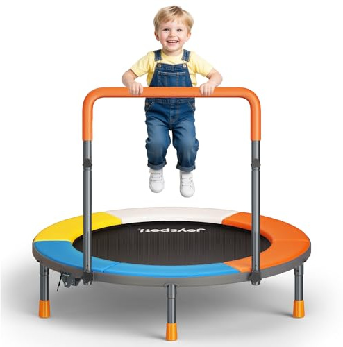 3FT Foldable Trampoline for Kids - 36” Mini Small Trampoline with Handle Bar, Height-Adjustable, Max Load 100LBS, Ideal for Toddler Baby Jumping Mats & Outdoor Workout Adventures