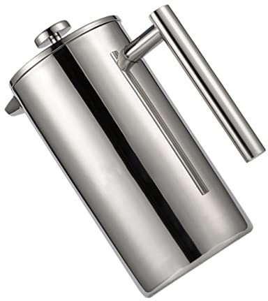 HOMOBABE Cafetera De Prensa Francesa De Acero Inoxidable De Doble Tetera Infusor Para Café Té y Bebidas Calientes Fácil De Limpiar