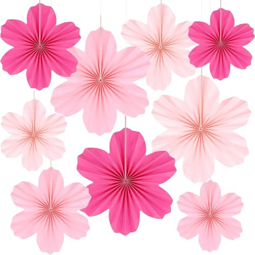 9 PCS Flores Papel Decoracion, Flores Papel para Colgar, Flore Colgantes Papels, Decoración para Bodas, Cumpleaños Y San Valentín (35 cm/25 cm/20 cm)/A