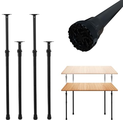 Frebuta Premade Round Metal Desk Legs, 17 to 44nch Telescoping Round Office Table Legs Heavy Duty Set of 4 Stainless Steel Tube Portable DIY Furniture Screw in Table Legs Sturdy (31-44in)