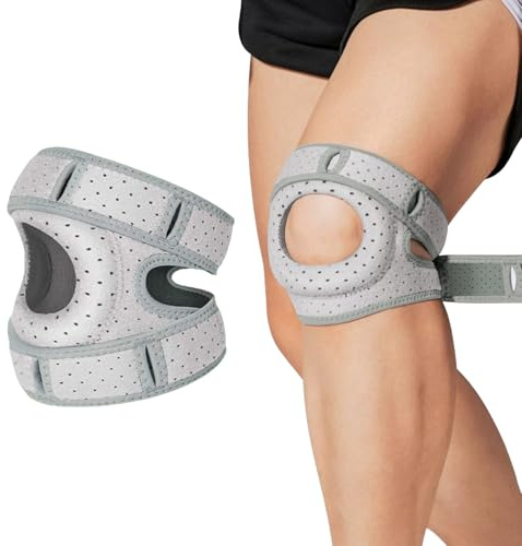 Deedlite Genouillère Ecopatch Pro 2.0, Genouillere Arthrose Genou Eco Patch, Support de Genou OrthoRotule, Réglable Genouillères Ortho Rotule, pour les Coureurs, Tennis, Arthrite Rotule (Gris, 1pcs)