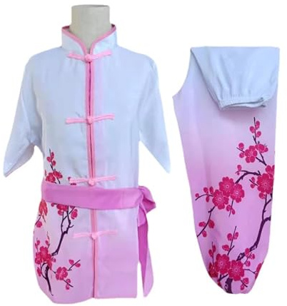ITRHJTGP Kampsport, outfit, traditionella Wushukläder Kungfu Tai Chi-kostymer, outfit, kampsport, scenframträdande, uniformer pojkar flickor (rosa, 120 cm)