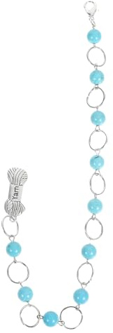 Alipis Marcadores de Puntos para Tejer con Cadena de Cuentas Turquesa y Colgante de Ovillo, Anillos de Crochet en Aleación de Zinc, Contador de Vueltas Práctico para Manualidades y