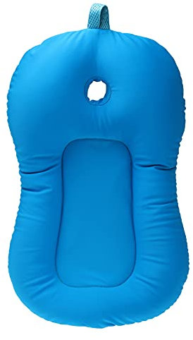 belupai Almohadilla de baño para bebé, cojín de baño plegable para recién nacidos, Asiento de bañera cojín de apoyo (Azul)