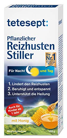 tetesept Pflanzlicher Hustenstiller - Hustensaft mit Honig & Isländisch Moos lindert den Reizhusten - für Tag & Nacht in der Erkältung - 1 x 125 ml