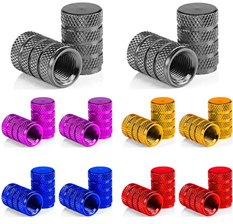 Senven 20 Pcs hochwertige Farbe Aluminium Ventilkappen, Reifenventil Staubkappen Auto, Motorrad, LKW, Fahrrad verhindern Luftleckage - Universal-Reifenventilkappen, Aluminium