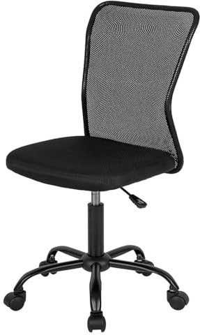 FDW Home Office Chair Mid Back Mesh Desk Chair Armless Computer Ergonomic Task Rolling Swivel Chair Back Support Adjustable Modern with Lumbar Support,Black