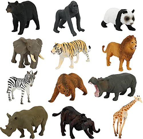Fun Gift Toddler Zoo Animals Games Toys for Kids, 8 Piece Plastic Animal Figures, Realistic Toy Set for Include Lion, Elephant, Tiger, Perfect for Education, Gifts for kids 3+ Years Boys Girl