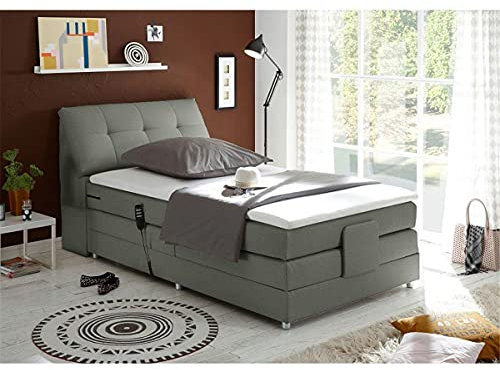 Lomadox Boxspringbett 120x200 cm Hotelbett Einzelbett Jugendbett elektrisch verstellbar in Artemis 18 Silver