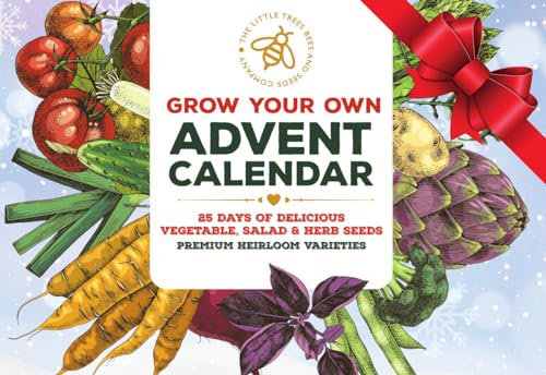 Gardening Gifts Advent Calendar 2025: 25 Premium Vegetable, Salad and Herb Seeds with Twine and Clips for Display, Great for Adults, Kids and the Family