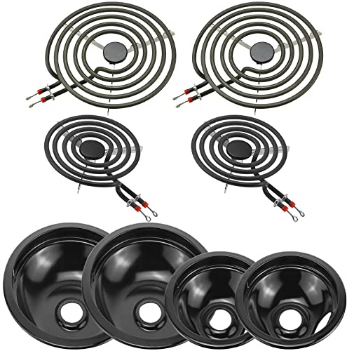 5304430149 5304430150 Black Porcelain Drip Pan & MP22YA Electric Stove Burner Replacement for F-rigidaire/Ken-more/T-appan, 318067041 318067051 Stove Drip Pans & Stove Burner Replacement by Fetechmate