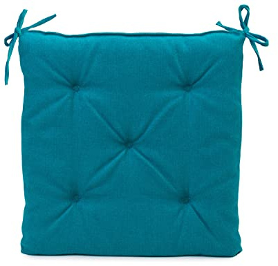 Gözze - Cojín de asiento con correas de fijación, Cojín de silla, Acolchado, Darco, 40 x 40 x 4 cm - Turquesa