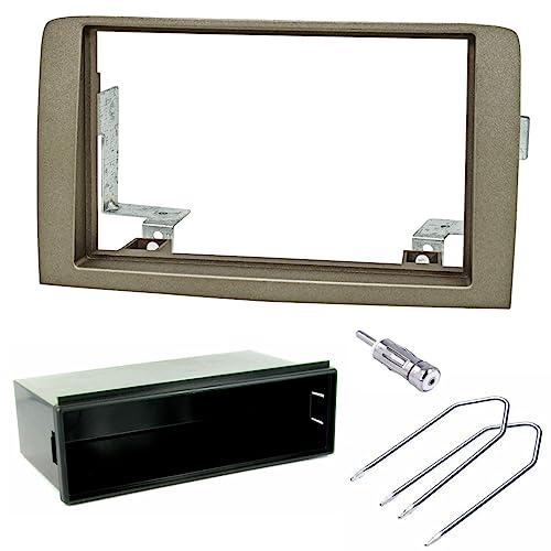 Sound-way Kit di Montaggio Autoradio, Mascherina Quadro Radio 1 DIN / 2 DIN, Adattatore Compatibile con Fiat Idea/Lancia Musa Argento Scuro