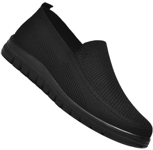 AZMAHT Chaussures à Enfiler pour Hommes Orthopédique Confort Respirant Pieds gonflés diabétiques Chaussures Extra Loin Chaussures Spéciales De Santé, Légers,Noir,44/270mm