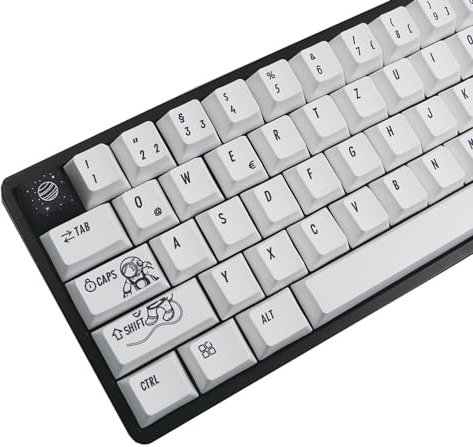 JSJT PBT Tastenkappen 138 Tasten deutsches Tastenkappen Weltraum Thema Farbstoff Sublimation Custom Tastenkappen-Set Kirschprofil Tastenkappen für Cherry MX Switch Mechanische Tastaturen