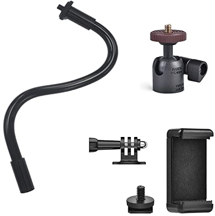 KAGYOKU Flexible Gänsehals-Kamerahalterung, 28cm Länge - Mit schwenkbarem Kugelkopf und 1/4''-Anschluss für DSLR, Überwachungskameras, Lampen - 360° drehbar, bis 2 kg Traglast