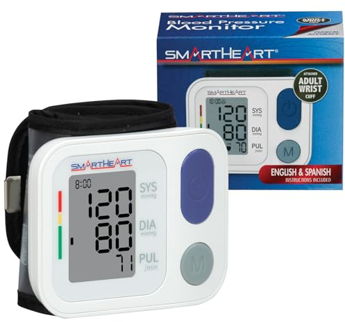 SmartHeart Blood Pressure Monitor | Adult Wrist Cuff | 2-Person Memory | 398 Total Reading Storage | Easy to Use | Automatic Inflation and Deflation
