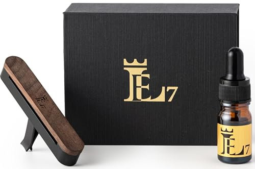 LE7 Autoduft I Auto Parfüm I Auto Lufterfrischer I Autoparfum I Bis 6 Monate Haltbarkeit I Parfüme mit luxuriöser Halterung I 5ml Premium duftöl (Königliches Oud, Schwarz)