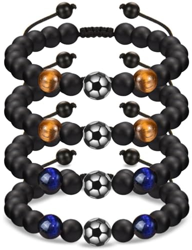 Regerly 4 Stück Armbänder Jungen - Fussball Freundschaftsarmbänder für Jungs zum Geburtstag, Abschluss oder Weihnachten