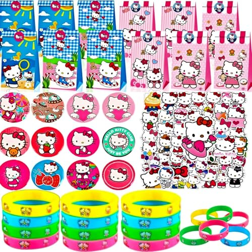 KEVRDRT Kitty Kindergeburtstag Party Set, Mitgebsel, Deko, Aufkleber Katzen, Mädchen Geburtstagsfeier Geburtstagsdeko
