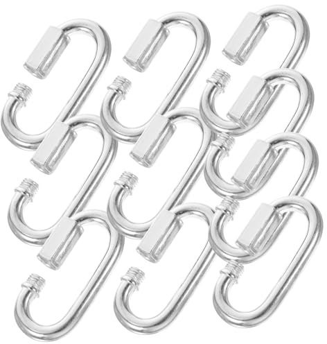 MUSISALY 10pezzi Moschettone Avvitabile Zincato Anelli di Collegamento Rapido per Campeggio Fitness e Giochi all Aperto per Catene e Ganci Resistente e Facile da Usare
