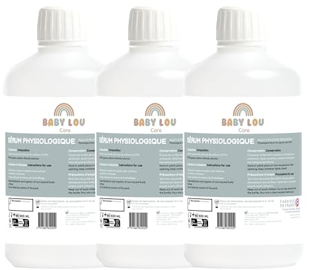 BABYLOU CARE | Siero Fisiologico flacone 3x500 ml | NaCl 0,9% | Prodotto in Francia | Lavaggio delle fosse nasali | Igiene del naso | Per irrigazione esterna