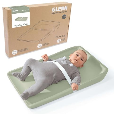 Glenn grön bärbar babyskötbädd skötmatta skötmatta baby silikon med säkerhetssele. Bytesmadrass för babymöbler 50 x 70 cm Alondra