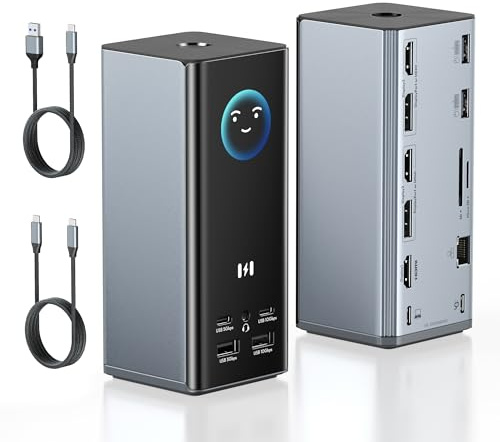 USB C Docking Station 3 Monitore 17-in-1 Laptop Dock Triple Display mit 3X HDMI & 2X DP, 100W PD, 10Gbps USB, Gigabit Ethernet, SD/TF, Smart Display Dock für MacBooks, Dell, HP, Treiber Erforderlich