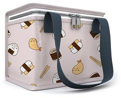 Puckator RPET Cool Bag Lunch Bag Pusheen the Cat Sushi Club - Insulated Lunch Bag for Women Men Children - Box Bag for Work Family School - Beach Picnic Accessories - Picnic Box Collapsable Lunchbag