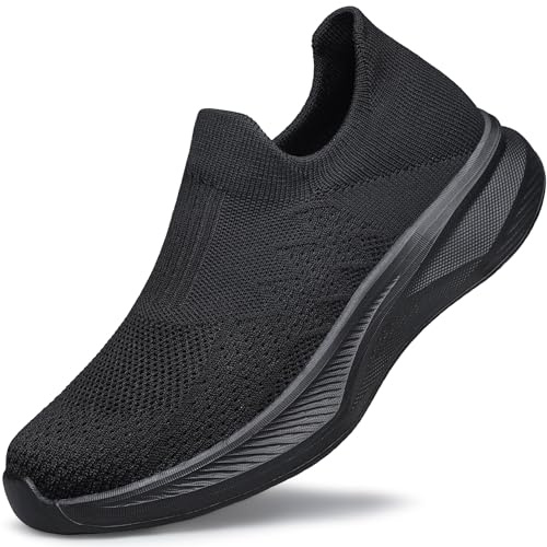 SURFING TREE Womens Trainers Slip on Walking Shoes Ladies Sneakers Sport Shoes Lightweight Running Trainers for Jog Running Fitness Sports Black Size 5