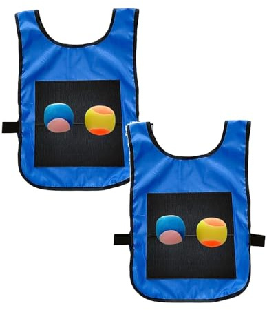 2 Pcs Sticky Ball Vest Set, Dodgeball and Catch Games, Ball Toss Game Props, for Outdoor Games, School Activities, Family (Blue)