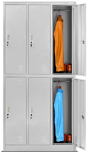 Jan Nowak Schließfachschrank 3B2A Wertfachschrank Metallspind Umkleideschrank 6 Fächer Stahlblech Pulverbeschichtet 185 cm x 90 cm x 45 cm (H x B x T) Grau
