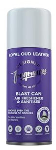 Designer Fragrances Royal Oud Leather Blast Can – Air Freshener, Use in Cars, At Home, On Furniture & Shoes – Dry Mist Quick Release Spray – Deodorizes & Neutralises Smells – 400ml,package may vary