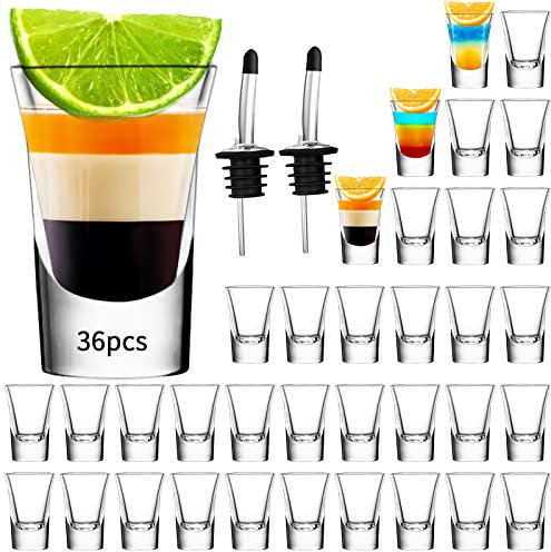 SuproBarware Shot Glasses Set of 36-1.2oz/35ml Clear Shot Glass with Heavy Base, Rock Shot Glasses Bulk for Cocktail, Vodka, Espressos, Liqueurs, Tequila and Desserts (36 Pack)