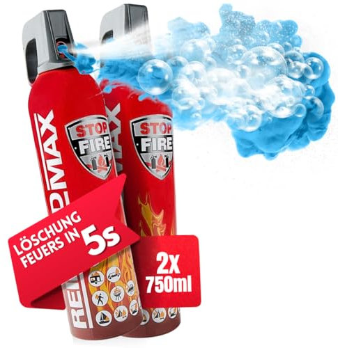 notlok Safety Work - 2X 750g Mini Extincteur Maison sans Fluor | Mousse Extinguante Douce pour la Peau pour Feux de Classe A, F & E jusqu'à 1000V | Extincteur Voiture, Extincteur Bateau